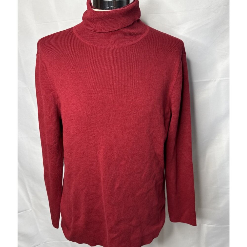 Chicos Turtleneck Sweater Sz 4 1X Maroon Cotton NEW Long Sleeve Shirt
